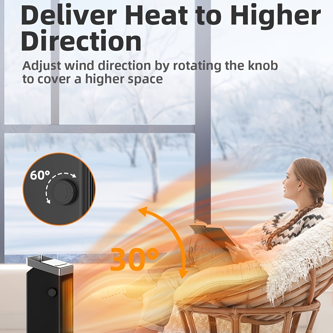1500W Space Heater, Quick Heating Indoor Heaters, Portable Ceramic Electric Heaters for Home with Thermostat, 90° Oscillation