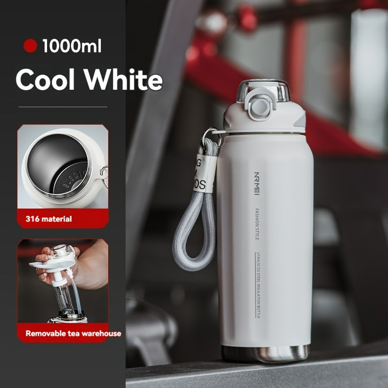 316 Stainless Steel Vacuum Cup for Keeping Hot And Cold, Dual-Use, Car Cup Holder Design, Splash-Proof Lid, with Straw, Sports Water Bottle, Sports Cup