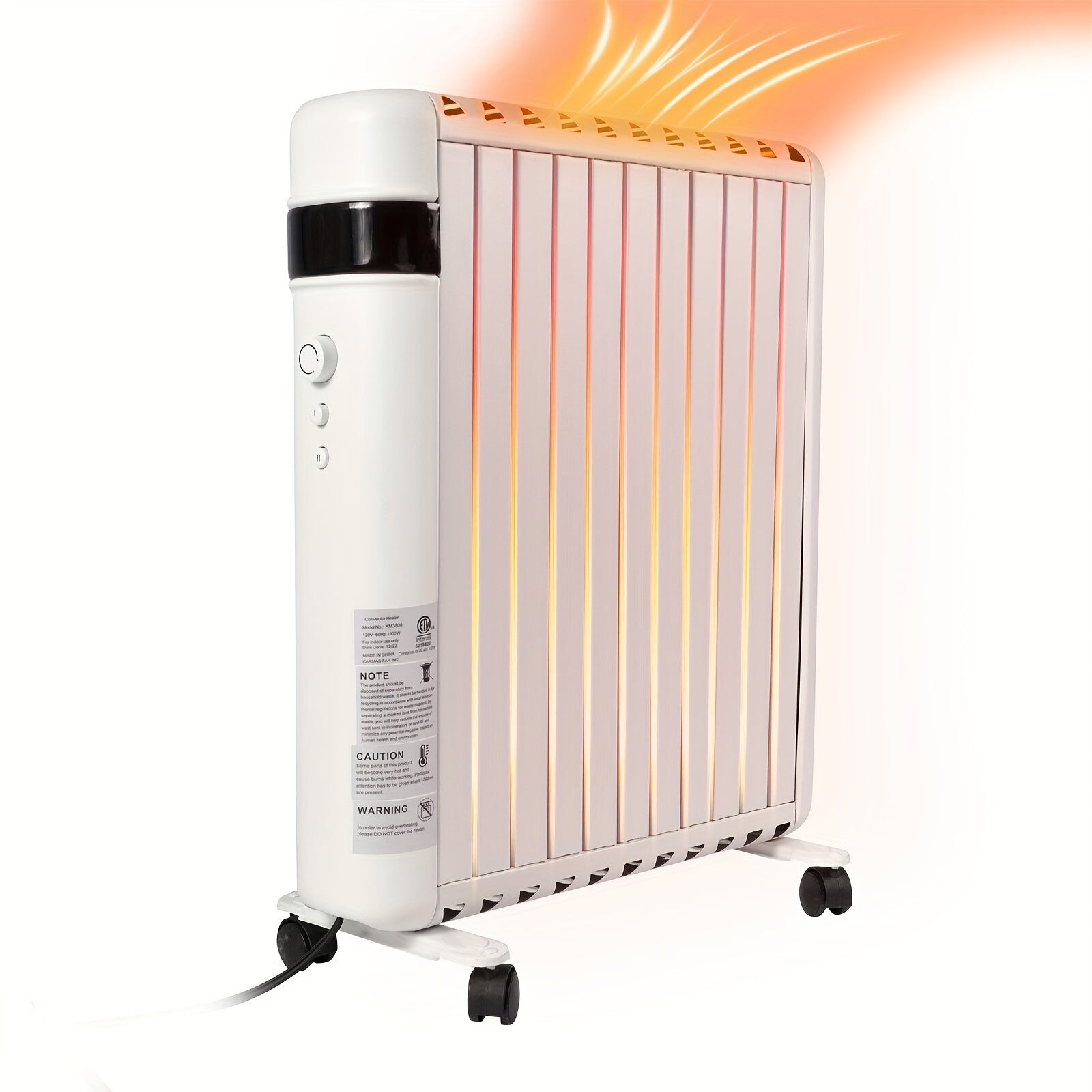 Space Heater, Convection Panel Space Heater, 1500W, Electric Space Heaters For Indoor Use, Quiet Fast Heating With Wheels & Handle, Overheat & Tip Over Protection, 2 Heating Modes For Room Office