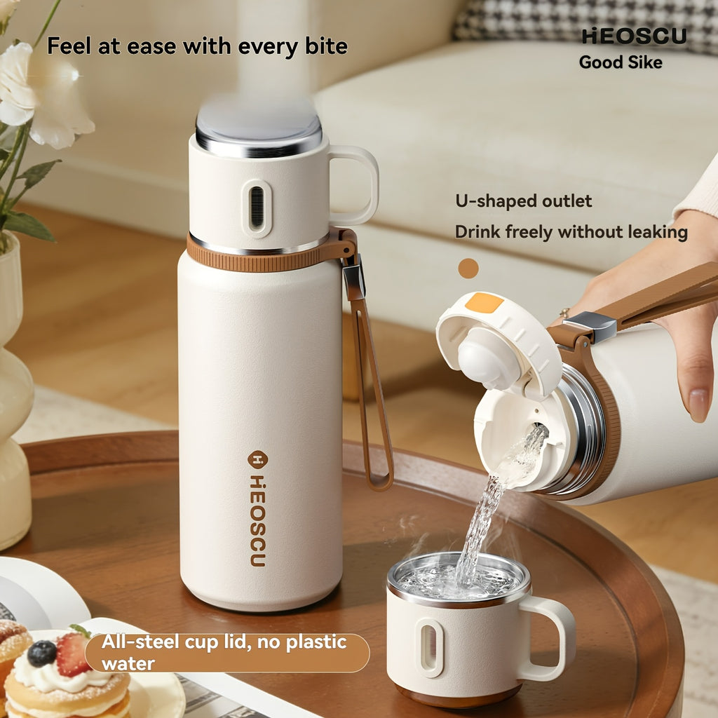 A Stainless Steel Vacuum Cup That Separates Tea And Water, Keeps Drinks Hot Or Cold for 24 Hours, Is Portable And Leak-Proof, Has an Attractive Design, Comes with a Strap, And Is Suitable for Outdoor Activities, Camping, And As a Practical Gift