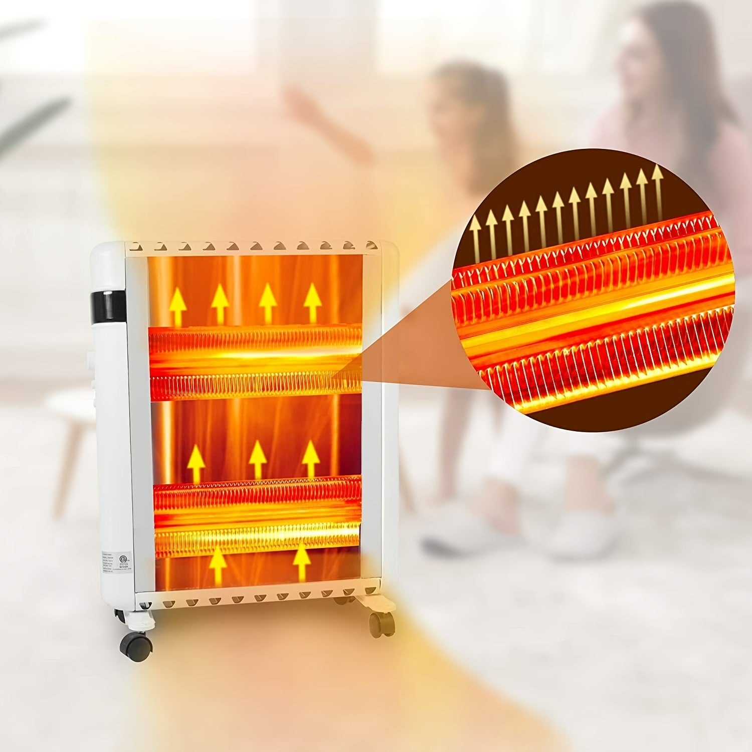 Space Heater, Convection Panel Space Heater, 1500W, Electric Space Heaters For Indoor Use, Quiet Fast Heating With Wheels & Handle, Overheat & Tip Over Protection, 2 Heating Modes For Room Office