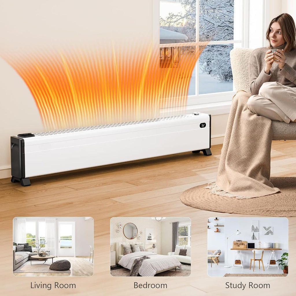 48''\u002F 32'' Electric Baseboard Heater, 1500W Convection Space Heater W\u002F Adjustable Heating Modes, Overheat & Tip-Over Protection for Indoor Home Bedroom Office