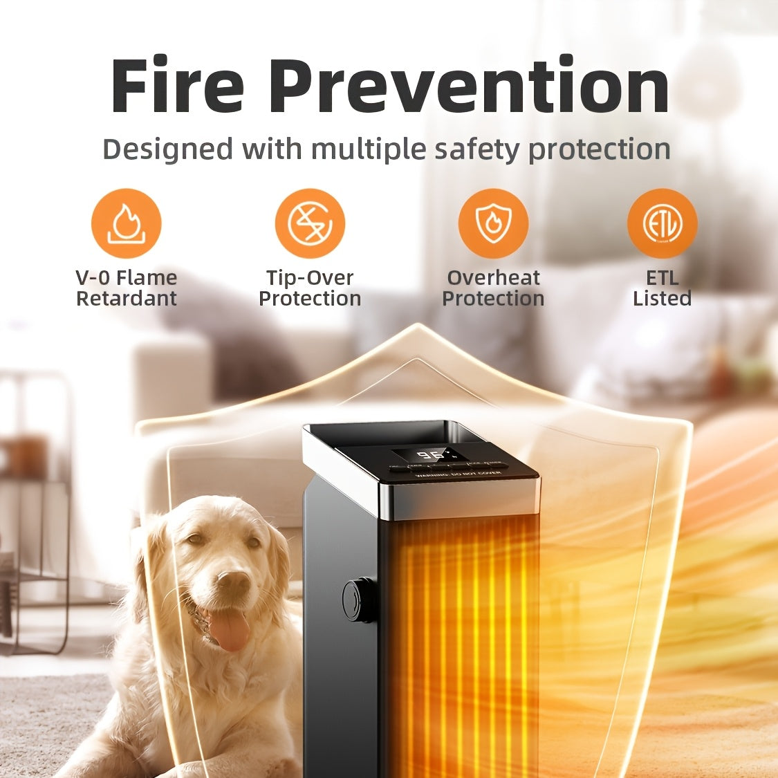 1500W Space Heater, Quick Heating Indoor Heaters, Portable Ceramic Electric Heaters for Home with Thermostat, 90° Oscillation