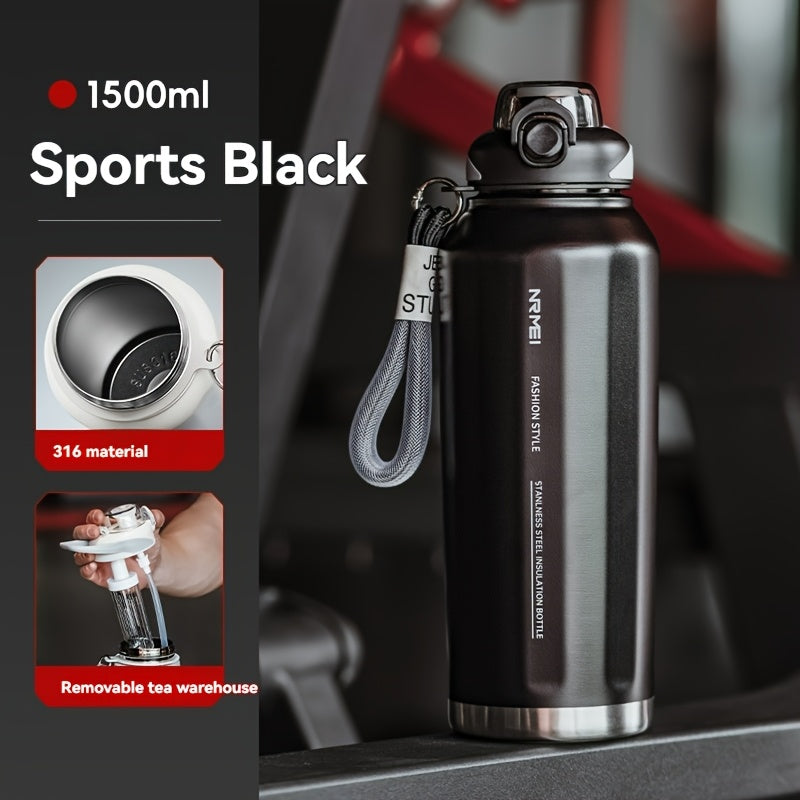 316 Stainless Steel Vacuum Cup for Keeping Hot And Cold, Dual-Use, Car Cup Holder Design, Splash-Proof Lid, with Straw, Sports Water Bottle, Sports Cup