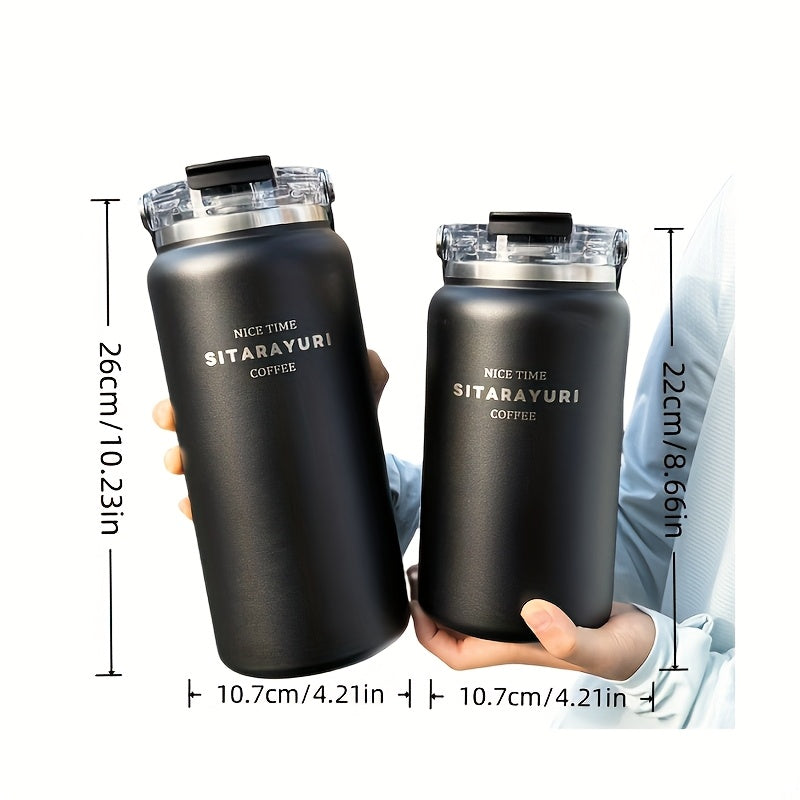 1pc Easy Large-Capacity Ice Bucket Cup 40.58oz\u002F50.72oz Outdoor Stainless Steel Kettle Wide Handle One Lid Dual-Use Thermos Portable Travel Cold-Insulated Cup