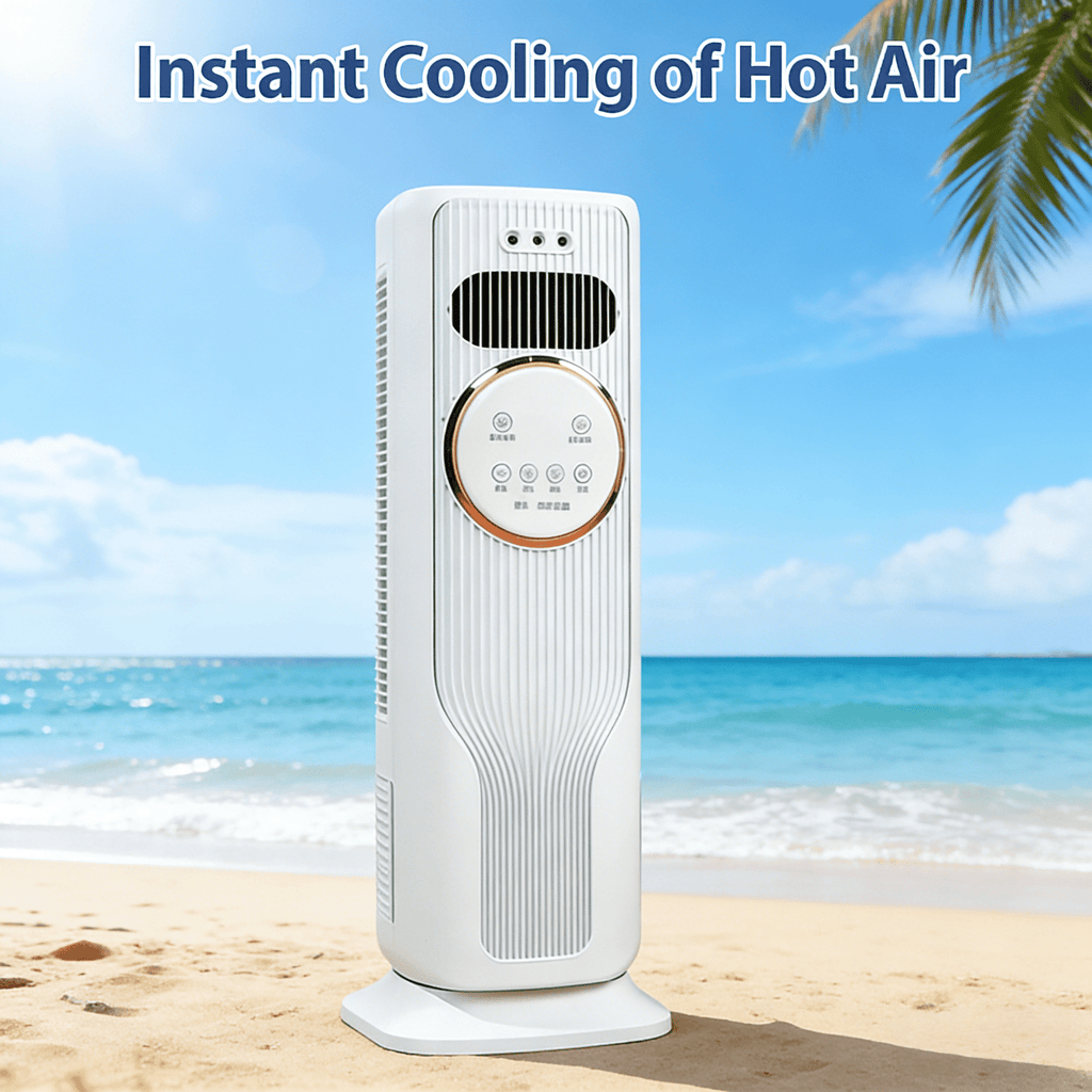 Powerful Cooling & Heating Tower Fan, 90° Wide-Angle Airflow, 3 Speeds, 2 Temperature Modes, LED Display, Low Noise for Open Living Space and Home Office