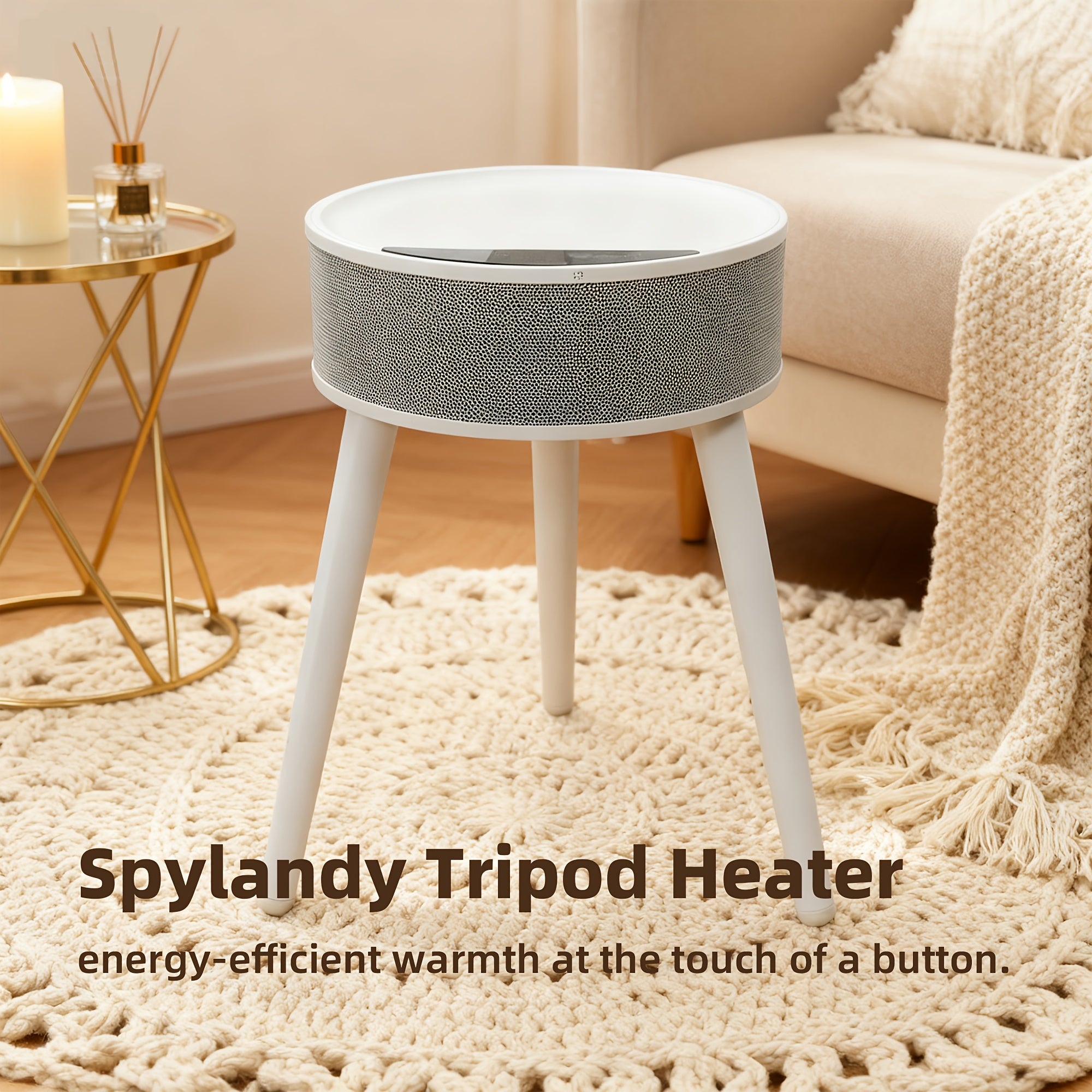 PTC Ceramic Heater 1500W with LED Display, 600-699 Sq Ft, Remote, Auto-Oscillating Tripod Furniture Design, Portable Desktop Freestanding, Cooling Adjustment, Overheat Protection, Ideal for Household, Bedroom, Living Room, Christmas Gifts