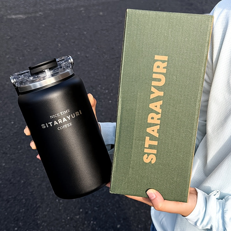 1pc Easy Large-Capacity Ice Bucket Cup 40.58oz\u002F50.72oz Outdoor Stainless Steel Kettle Wide Handle One Lid Dual-Use Thermos Portable Travel Cold-Insulated Cup