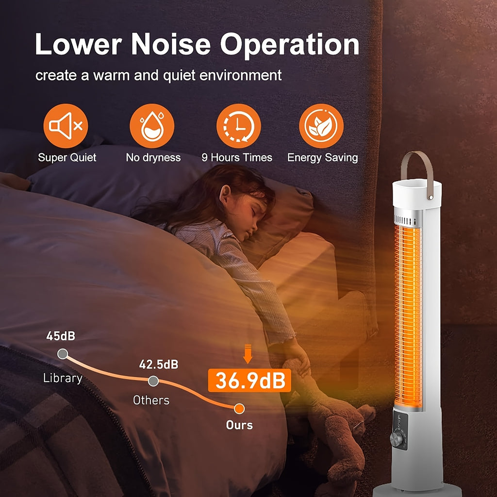 1500W Portable Infrared Heater, Indoor Outdoor Tower Space Heater with Tip-Over & Overheat Protection, 60° Oscillation, Remote Control, 12H Timer, for Patio, Living Room, Office, Nursery, Pet-Friendly