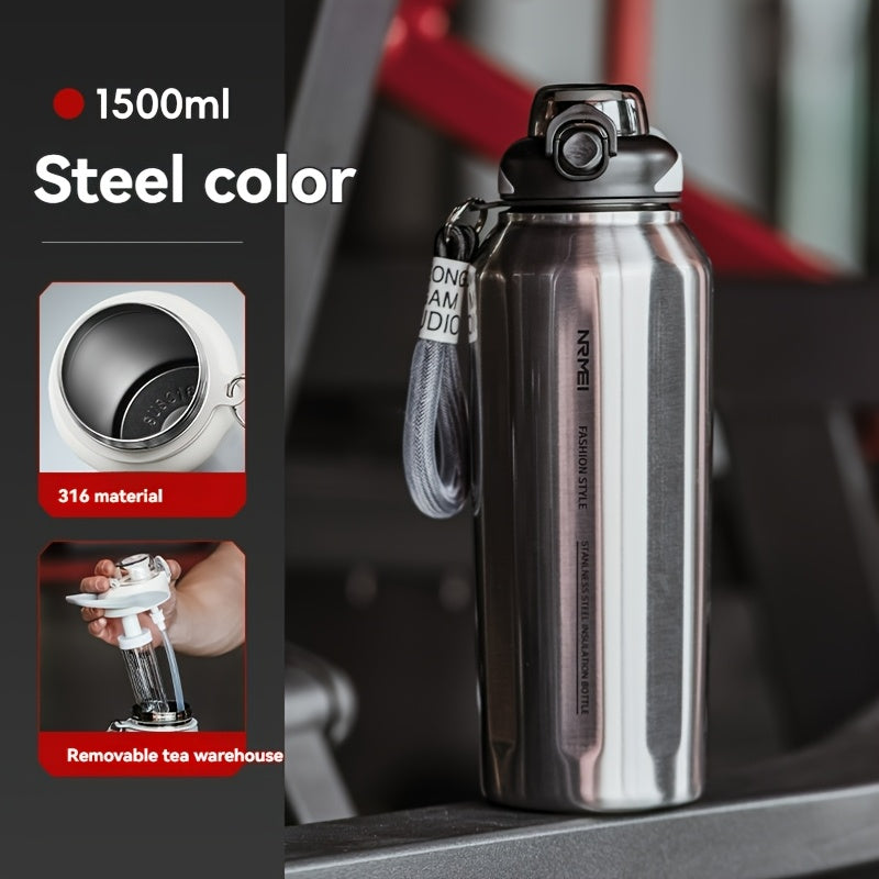 316 Stainless Steel Vacuum Cup for Keeping Hot And Cold, Dual-Use, Car Cup Holder Design, Splash-Proof Lid, with Straw, Sports Water Bottle, Sports Cup