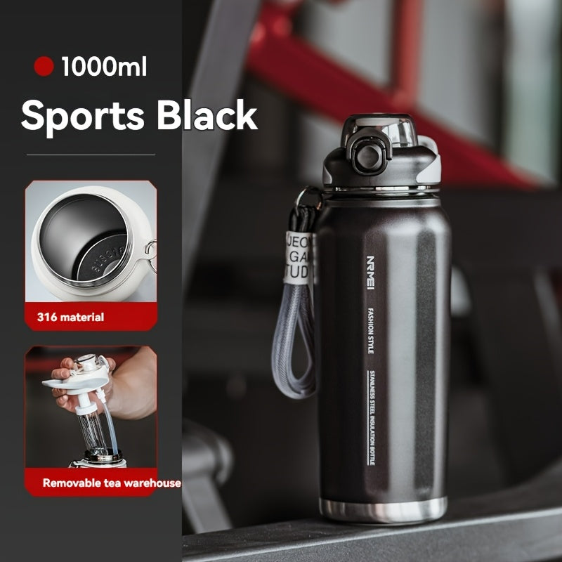 316 Stainless Steel Vacuum Cup for Keeping Hot And Cold, Dual-Use, Car Cup Holder Design, Splash-Proof Lid, with Straw, Sports Water Bottle, Sports Cup