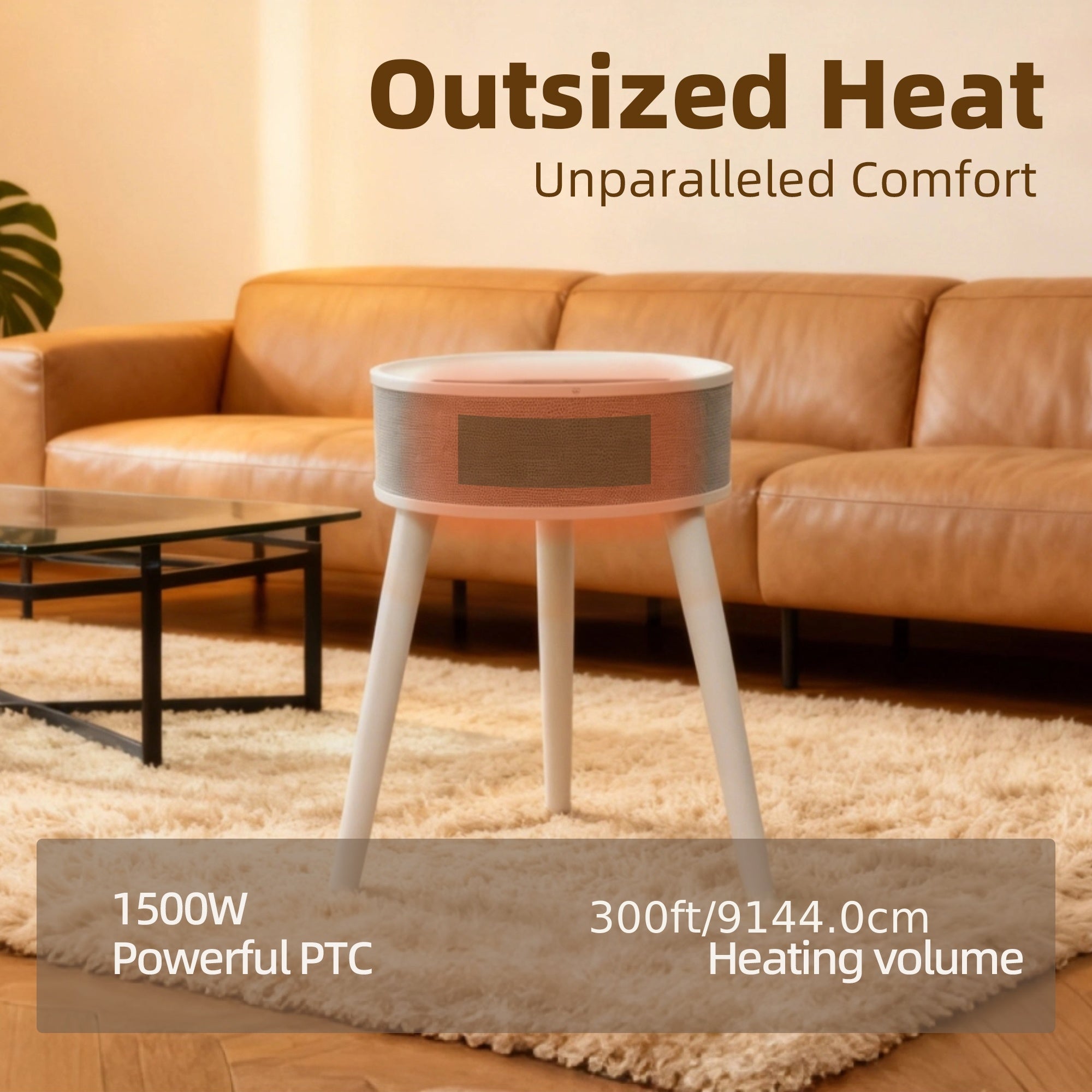 PTC Ceramic Heater 1500W with LED Display, 600-699 Sq Ft, Remote, Auto-Oscillating Tripod Furniture Design, Portable Desktop Freestanding, Cooling Adjustment, Overheat Protection, Ideal for Household, Bedroom, Living Room, Christmas Gifts