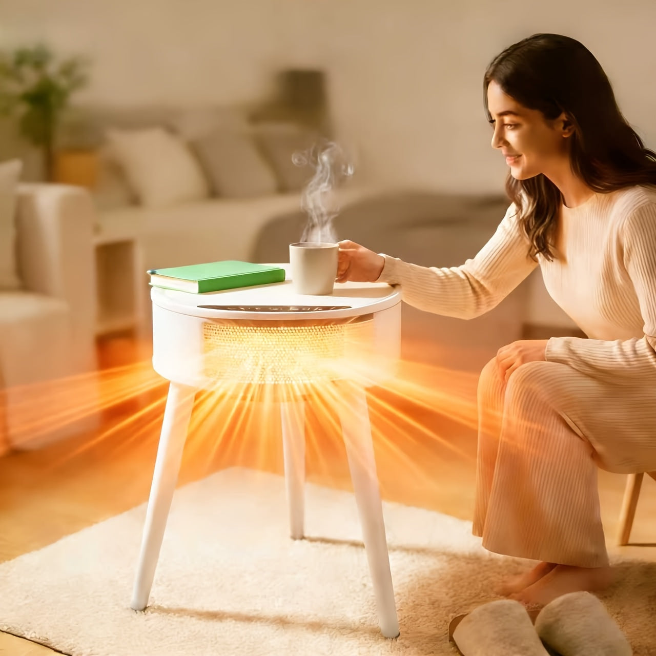 PTC Ceramic Heater 1500W with LED Display, 600-699 Sq Ft, Remote, Auto-Oscillating Tripod Furniture Design, Portable Desktop Freestanding, Cooling Adjustment, Overheat Protection, Ideal for Household, Bedroom, Living Room, Christmas Gifts