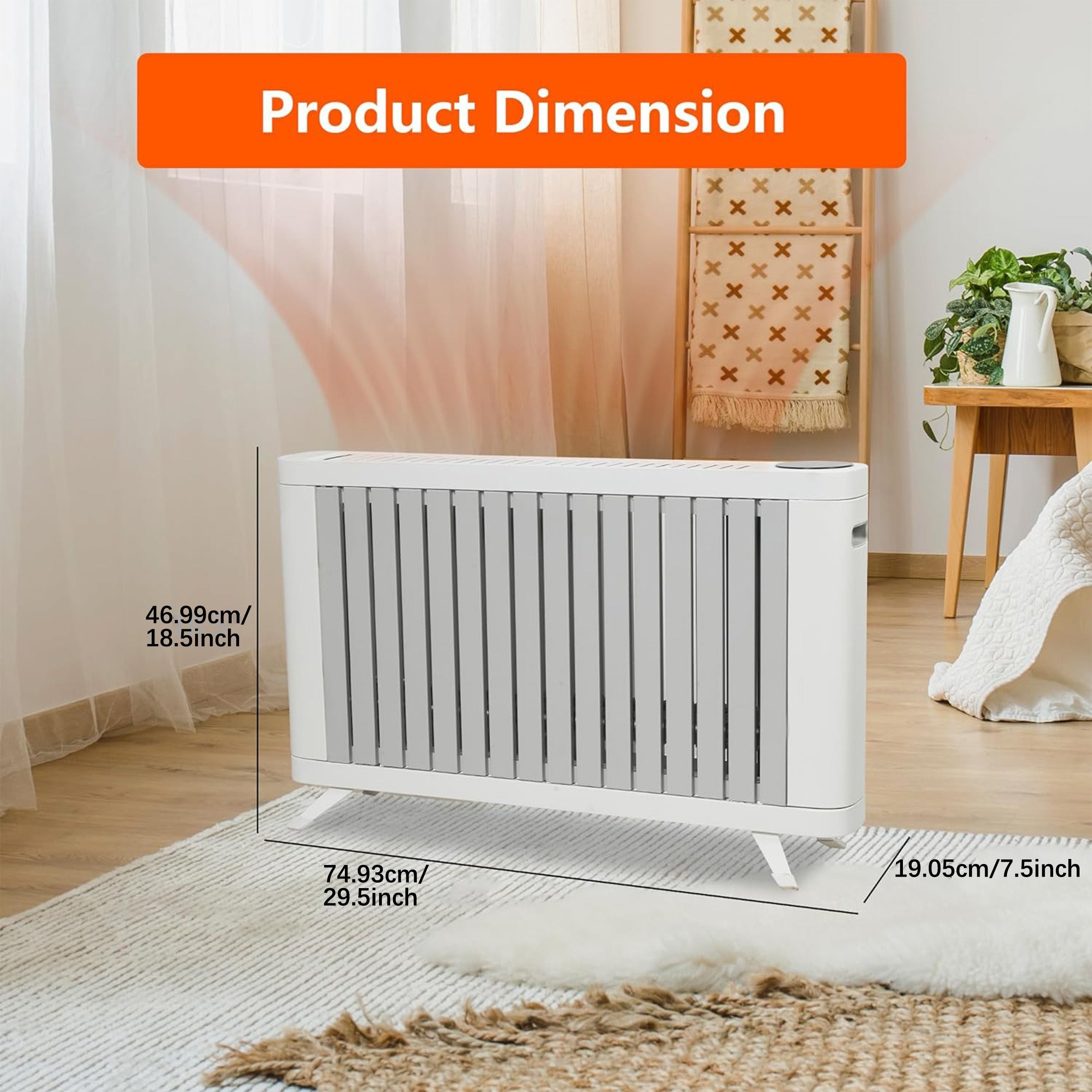 LUCKYERMORE 1500W Smart Space Heater with Thermostat & Timer, Smart Radiator Heating System, -Saving Quiet Operation, Overheat, & LCD Panel, Compact Portable Heater Suitable for Bedroom, Home Office, Small Rooms