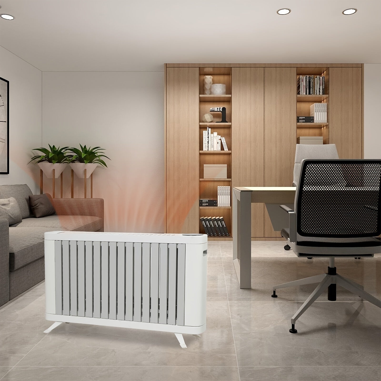 Electric Space Heater (600W-1500W) with LED Touch Screen Control, Tip-Over And Overheat Protection, 3 Heating Modes, Portable Heater for Bedroom Home Office