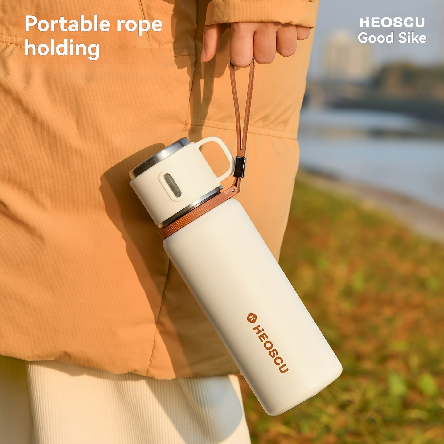 A Stainless Steel Vacuum Cup That Separates Tea And Water, Keeps Drinks Hot Or Cold for 24 Hours, Is Portable And Leak-Proof, Has an Attractive Design, Comes with a Strap, And Is Suitable for Outdoor Activities, Camping, And As a Practical Gift