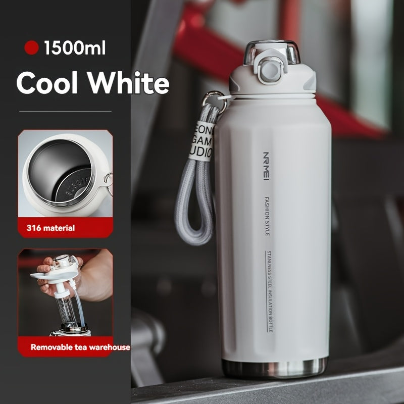316 Stainless Steel Vacuum Cup for Keeping Hot And Cold, Dual-Use, Car Cup Holder Design, Splash-Proof Lid, with Straw, Sports Water Bottle, Sports Cup