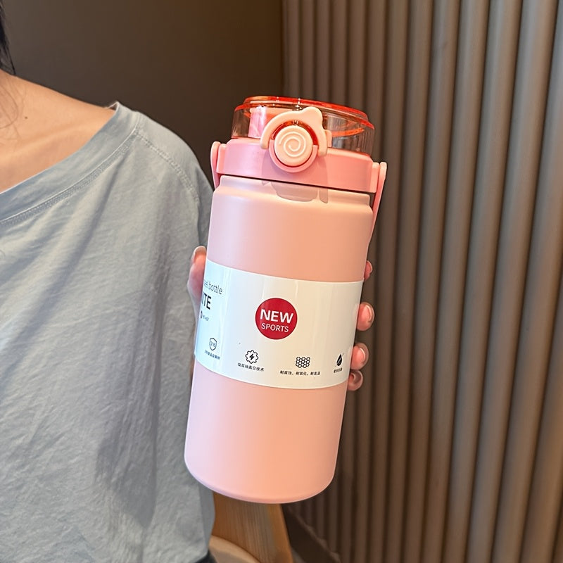 1 Premium Large-Capacity Sports Insulated Tumbler, 304 Stainless Steel Vacuum Insulated Thermos with Portable Carrying Loop, Leak-Proof Straw Lid, Outdoor Camping and Hiking Water Bottle, Simple Car and Office Cup