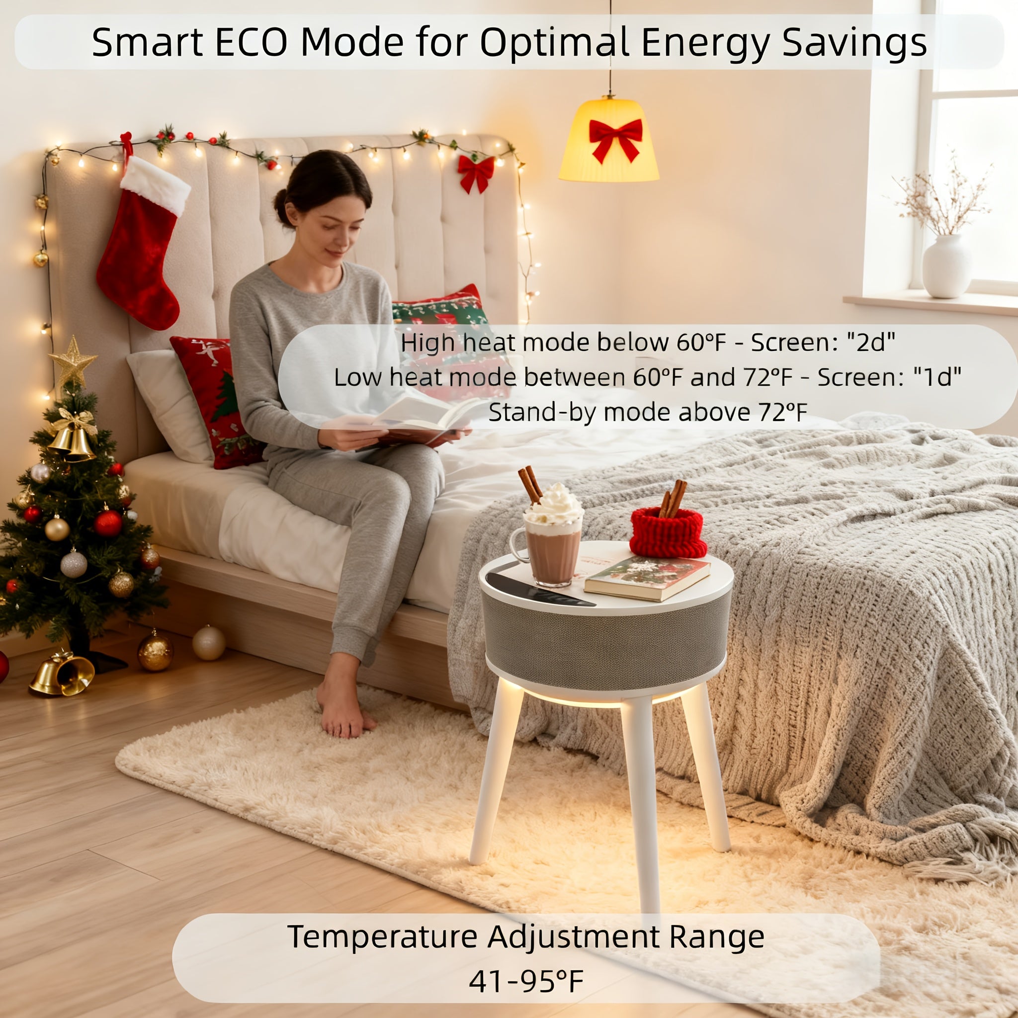 PTC Ceramic Heater 1500W with LED Display, 600-699 Sq Ft, Remote, Auto-Oscillating Tripod Furniture Design, Portable Desktop Freestanding, Cooling Adjustment, Overheat Protection, Ideal for Household, Bedroom, Living Room, Christmas Gifts