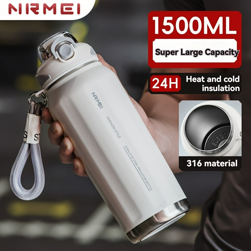316 Stainless Steel Vacuum Cup for Keeping Hot And Cold, Dual-Use, Car Cup Holder Design, Splash-Proof Lid, with Straw, Sports Water Bottle, Sports Cup