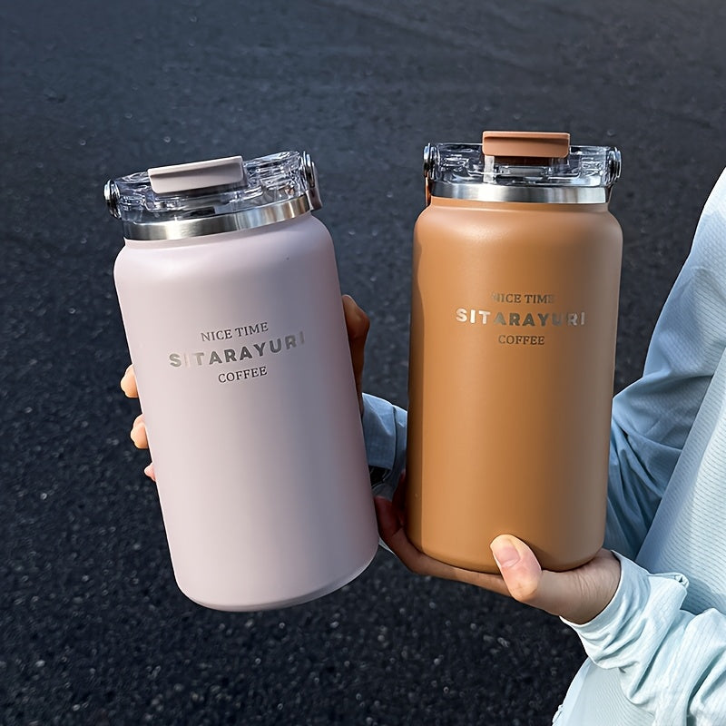 1pc Easy Large-Capacity Ice Bucket Cup 40.58oz\u002F50.72oz Outdoor Stainless Steel Kettle Wide Handle One Lid Dual-Use Thermos Portable Travel Cold-Insulated Cup