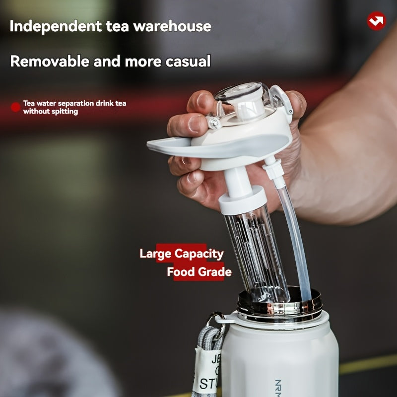 316 Stainless Steel Vacuum Cup for Keeping Hot And Cold, Dual-Use, Car Cup Holder Design, Splash-Proof Lid, with Straw, Sports Water Bottle, Sports Cup