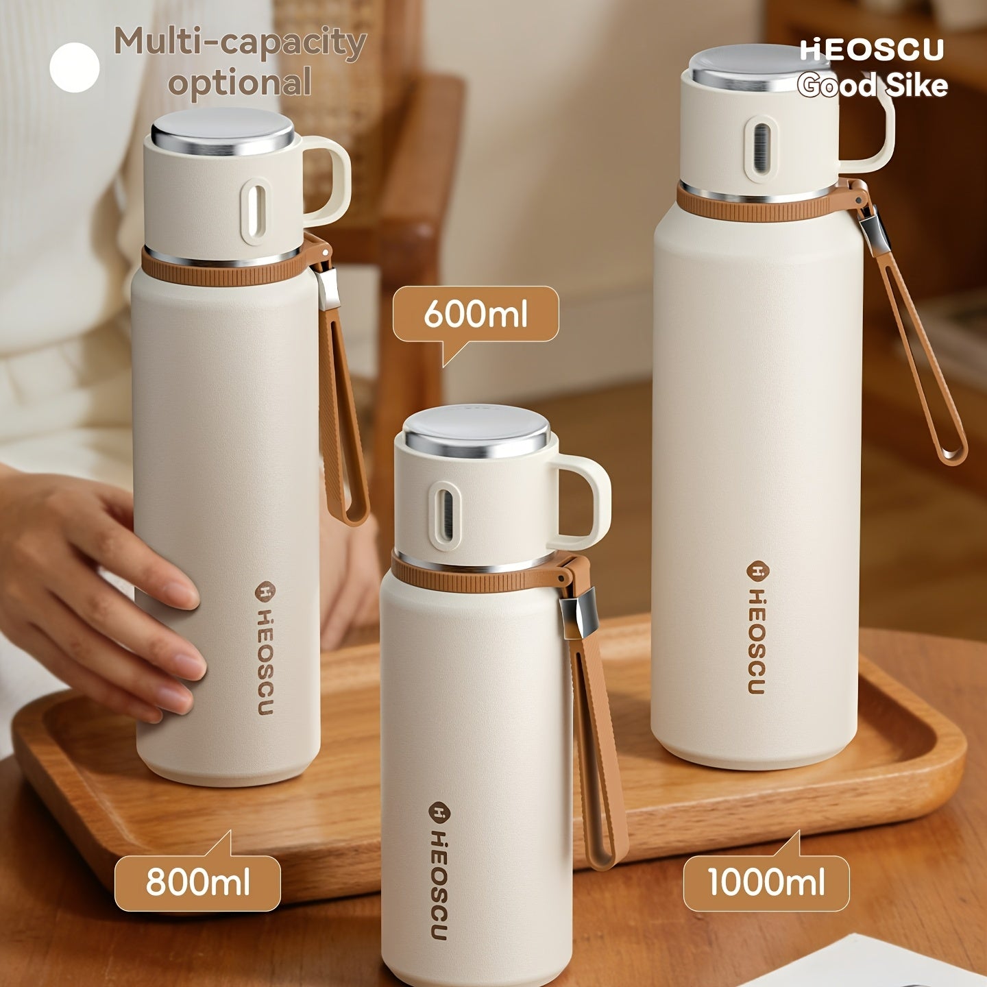 A Stainless Steel Vacuum Cup That Separates Tea And Water, Keeps Drinks Hot Or Cold for 24 Hours, Is Portable And Leak-Proof, Has an Attractive Design, Comes with a Strap, And Is Suitable for Outdoor Activities, Camping, And As a Practical Gift