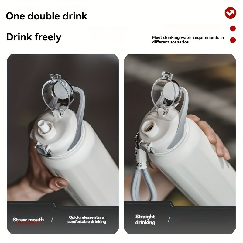 316 Stainless Steel Vacuum Cup for Keeping Hot And Cold, Dual-Use, Car Cup Holder Design, Splash-Proof Lid, with Straw, Sports Water Bottle, Sports Cup